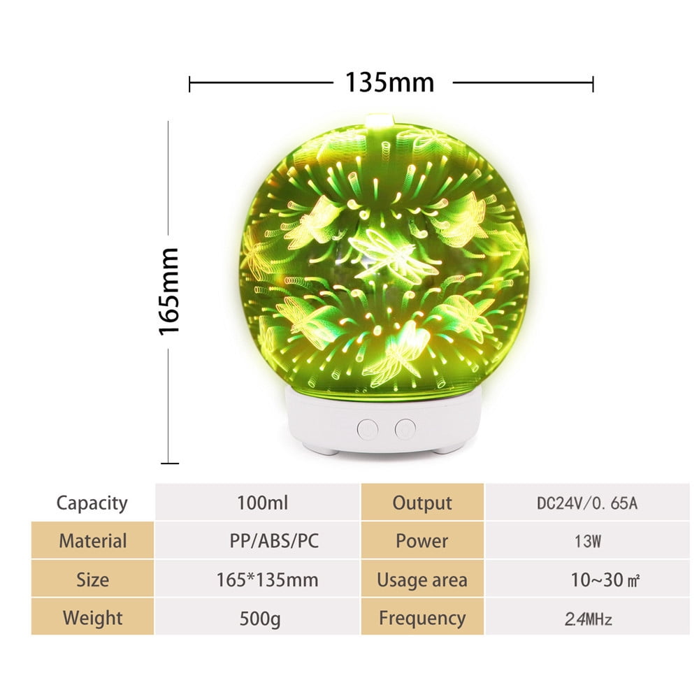 Lksixu Humidifiers for Home 3D Glass Essential Oil Diffuser Aroma Scent Diffuser Humidifiers for Bedroom On Clearance