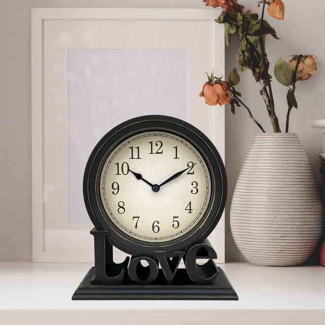 Reloj de escritorio vintage silencioso de estilo europeo, decorativo, analógico, para sala de estar, mesita de noche, cocina, con lente de cristal. Estilo B