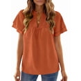 thumbnail image 3 of UVN V Neck Shirts for women Summer Lace Butterfly Sleeve Blouses Ladies Casual Flowy Crochet Tops, 3 of 9