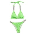 thumbnail image 6 of Swimsuit For Women Swimming Beach Swimwear Bikini Set Bandeau Bandage Sexy Diamond Suit Swimwears Tankinis Set Bathing Suit For Women Green S, 6 of 7