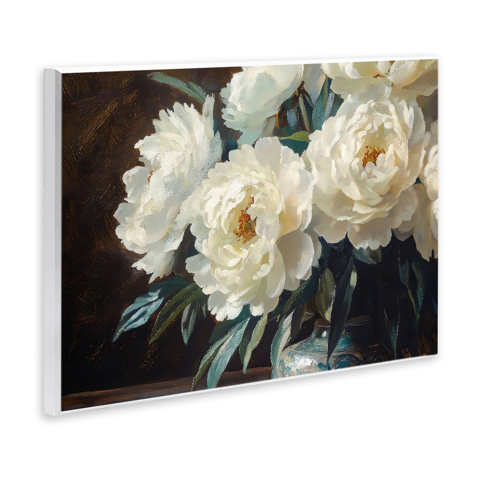Stupell Industries Large Moody White Floral Wall Plaque Art, design by Petal Prints Design