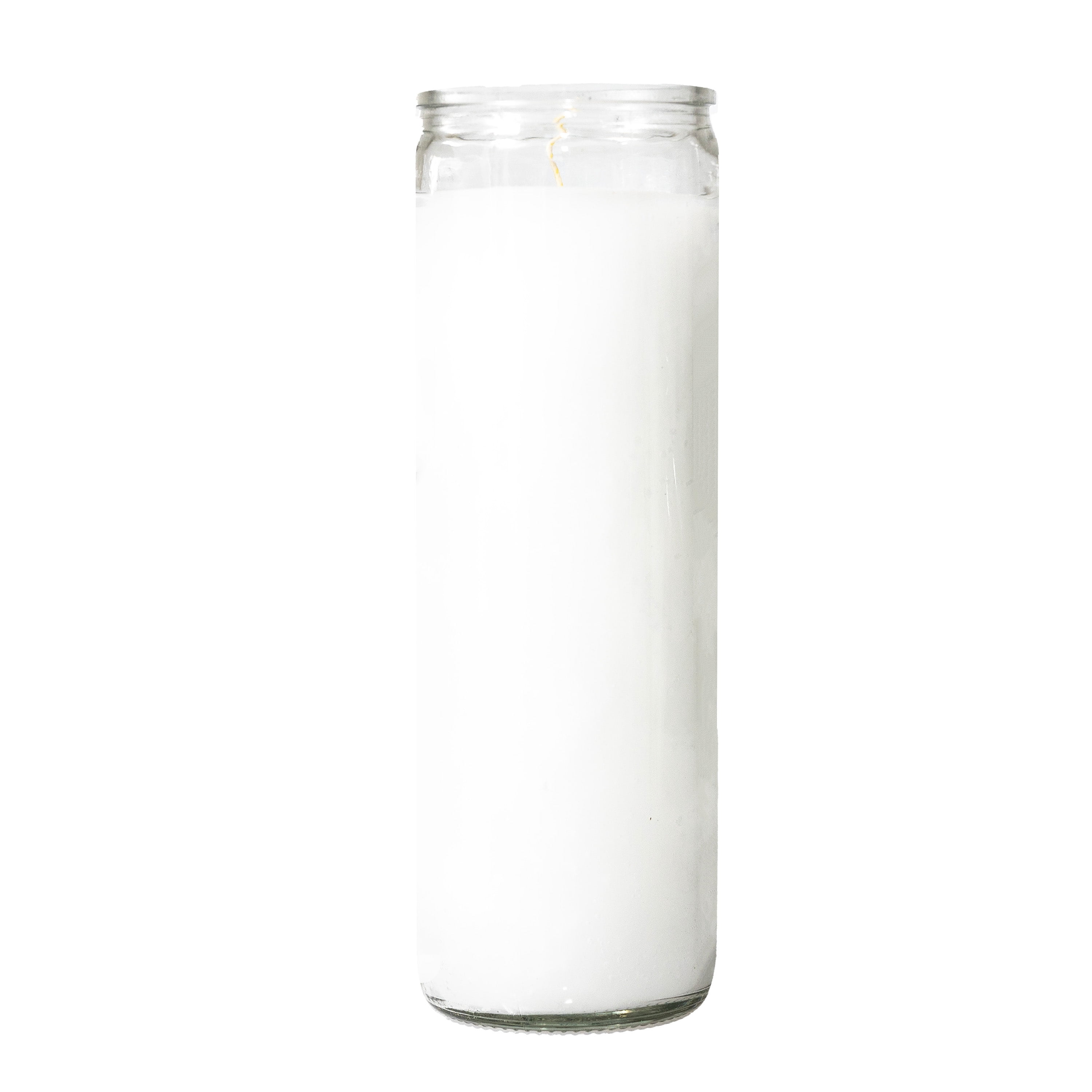 MagicLight Religious Candles 16 oz - Clear Glass Jar, Unscented White Wax