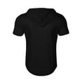 thumbnail image 5 of Men's Summer Short Sleeve Hooded Sweatshirt with Zipper Pocket, Oversized Casual Pullover for Sports, Warm Weather,Black,L, 5 of 6