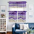 thumbnail image 2 of Purple Coastal Kitchen Curtains Sets for Windows 24 Inch Length, Summer Beach Nautical Abstract Art Rod Pocket Window Treatments Tier Curtains and Valances Set for Bedroom/Bathroom, 2 of 8
