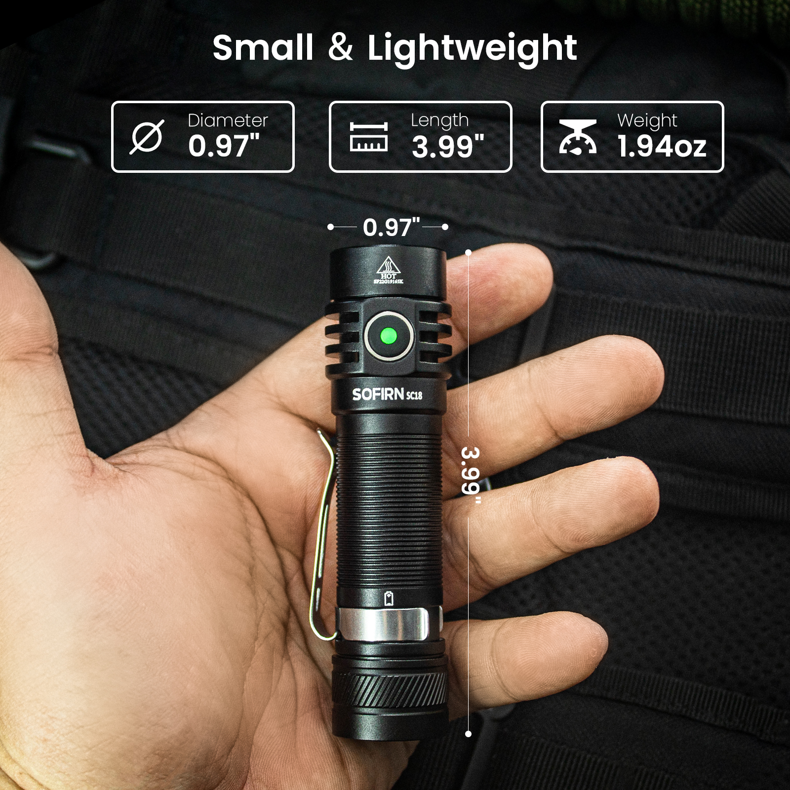 Compact EDC Flashlight, Sofirn SC18 Powerful LED Light with Super Bright SST-40 LED, USBC Rechargeable, Small Pocket-Size Flashlight, Maximum Output of 1800 lumens