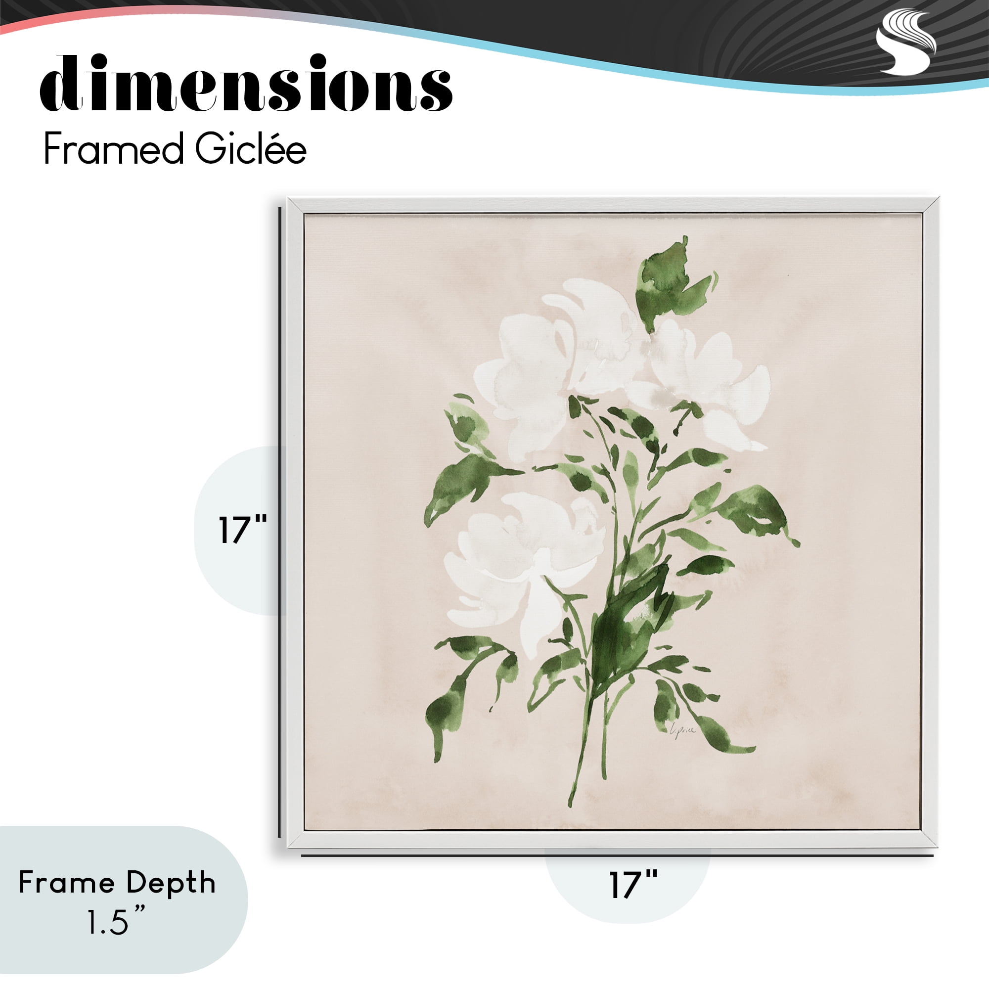 Stupell Industries White On Tan Blossom White Framed Giclee Art, design by Lucille Price