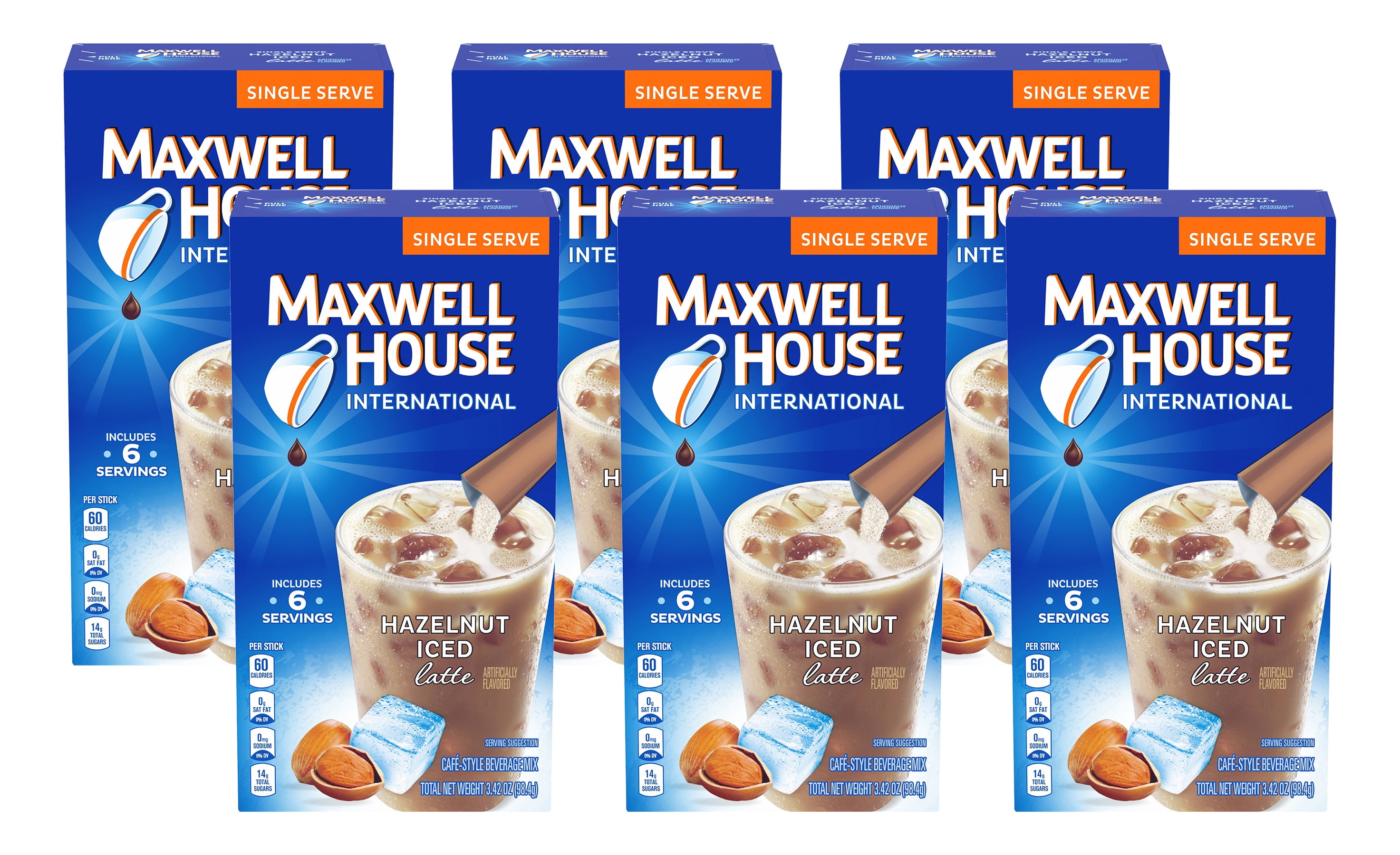 Maxwell House International Hazelnut Iced Latte Instant Coffee Sticks