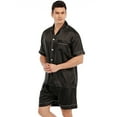 thumbnail image 3 of Keevoom Mens Silk Satin Pajamas Set Casual Short Sleeve Button Down Sleepwear Loungewear, 3 of 6