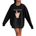 thumbnail image 2 of Gibobby Sudadera sin capucha y ocio Mujer Día de San Valentín Impresión parcial Casual Jogging Cuello redondo Manga larga Pareja Sudadera (Negro, XL), 2 of 3