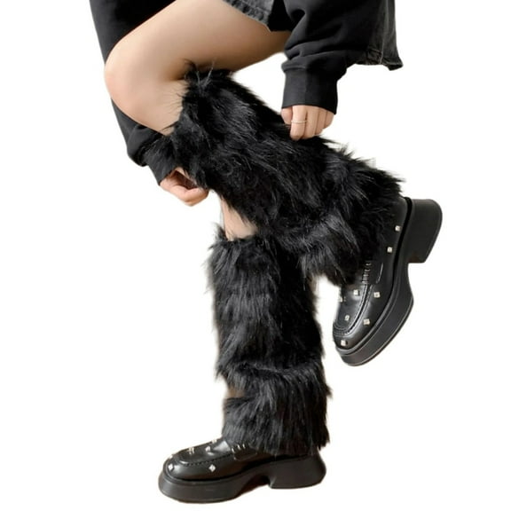 Osdhezcn Fuzzy Leg Covers for Women Warm Furry Plush Leg Warmers Party Costume Long Socks