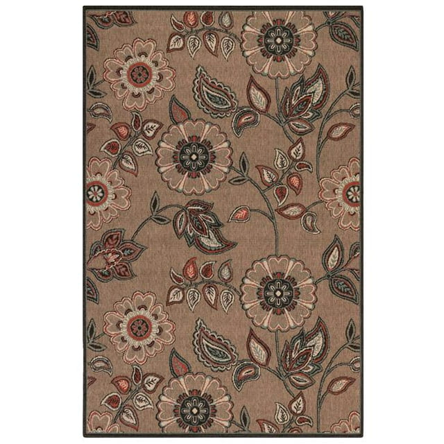 Trans-Ocean Imports RVI69763022 6 ft. 6 in. x 9 ft. 3 in. Liora Manne Riviera Floral Vine Indoor & Outdoor Rug Wilton Woven Rug - Tan