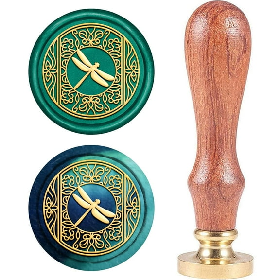 Dragonfly Wax Seal Stamp - 25mm Vintage Removable Brass Head With Wooden Handle for Wedding Invitations Christmas Thanksgiving Party Wrap 1pc