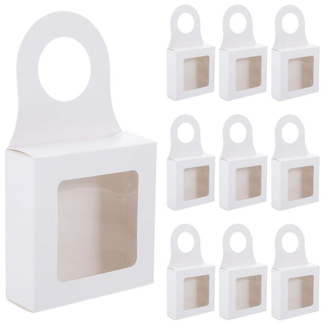 SHISUYAN 25pcs Hanging Paper Box with Clear Window Paper Wine Bottle Box with Window