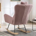 thumbnail image 5 of Leumius Nursery Rocking Chair, 35.5" Teddy Fabric Upholstered Glider Rocker with High Backrest, Modern Rocking Accent Chairs Comfy Side Chair for Nursery, Bedroom, Living Room,Pink, 5 of 8