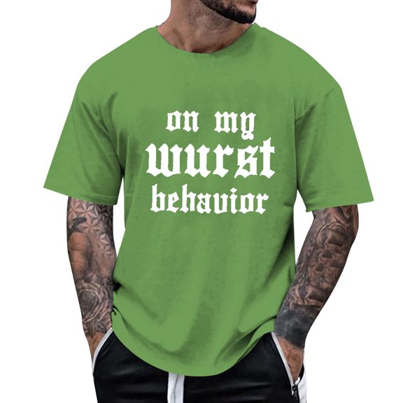 Razzly Men's T Shirts Funny Graphic Print Casual Short Sleeve Tee Lightweight Comfortable Summer Wear Stylish Daily Top(Green,3XL)