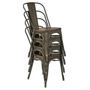 Indio Metal Chair with Vintage Ash Walnut Wood Seat and Matte Gunmetal Finish Frame 2-Pack by Office Star