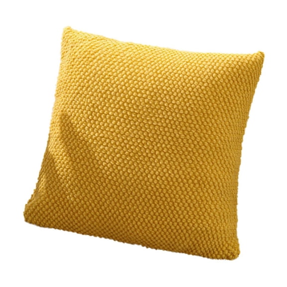 Cinvoph Woven Knitted Throw Pillow Covers Soft Solid Color Cushion Cases For Sofa Couch Bed Living Room Bedroom Home Modern Decor 18" Yellow