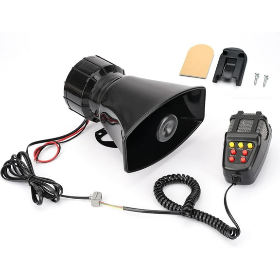 Car Siren Horn 7 Tone with Microphone,Alarm Horn Siren 12V 100W Emergency Amplifier with Mic PA Speaker System Loud Car Alarm Police Ambulance Fire Hooter Traffic Sound