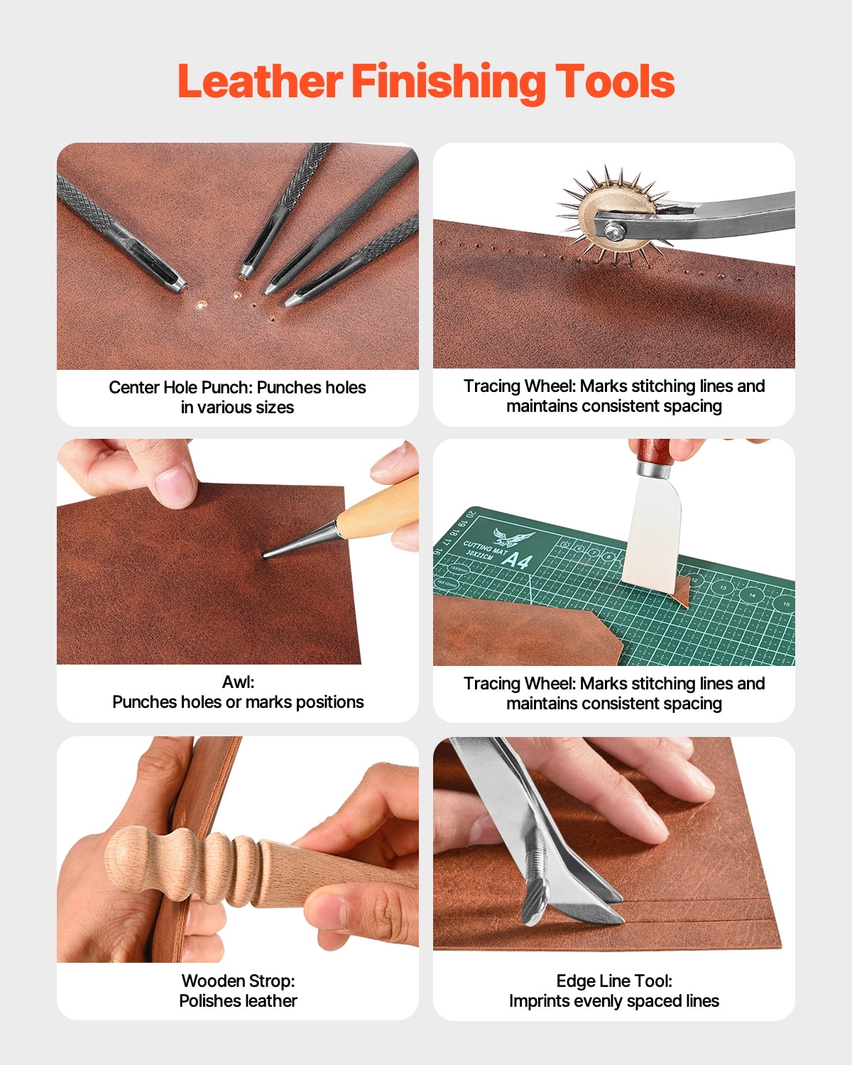VEVOR Leather Working Tools Kit, 59 PCS Leather Craft Tools with Portable Canvas Storage Bag, Engraving Punching Sewing Stamping Sanding Tools, Ideal for Beginners DIY Enthusiasts and Professionals