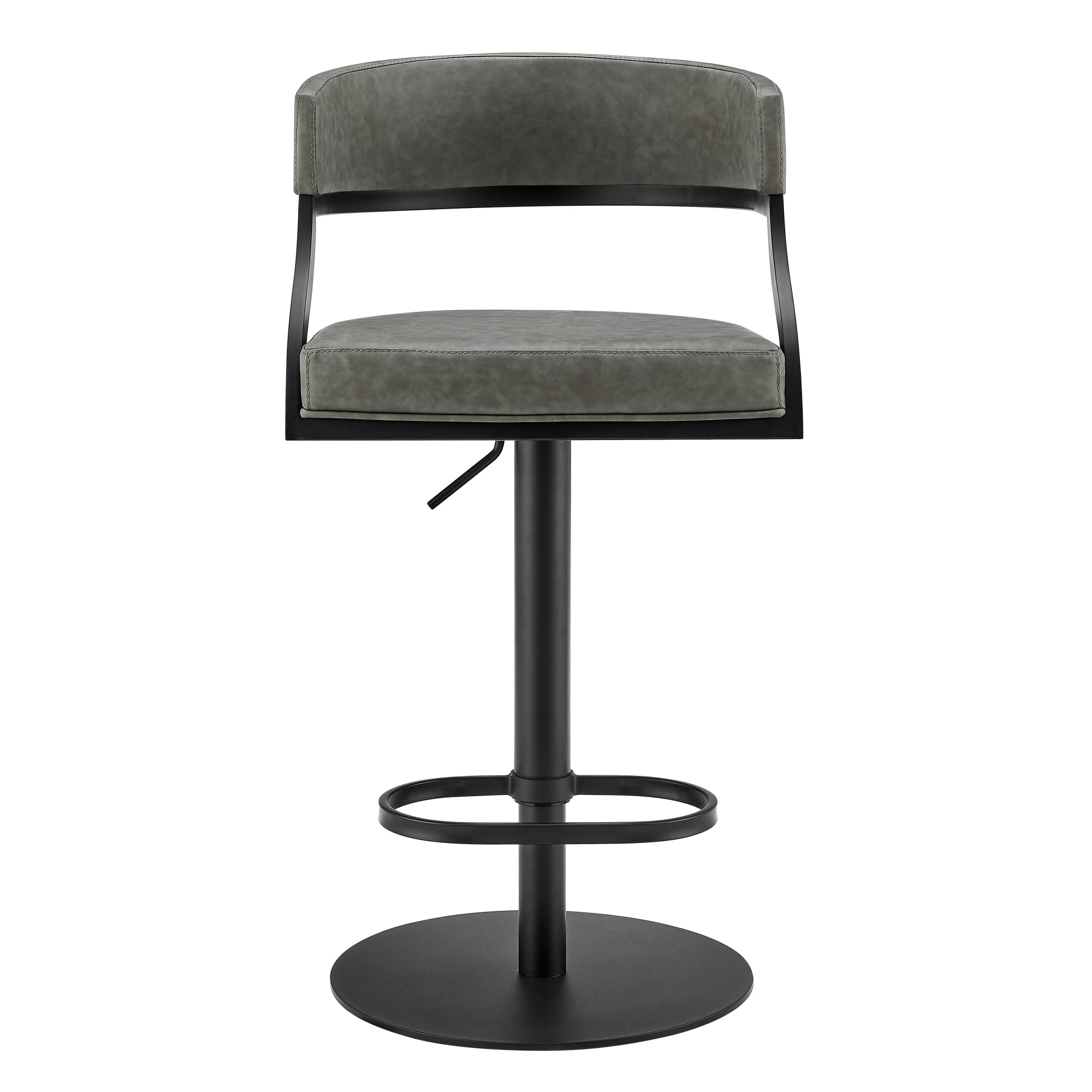 Callie Modern Retro Swivel Metal Adjustable Height Barstool With Faux Leather Seat