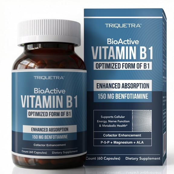 Triquetra Health BioActive Vitamin B1 150mg, Optimized form of B1, Enhanced Absorption, 60 Capsules