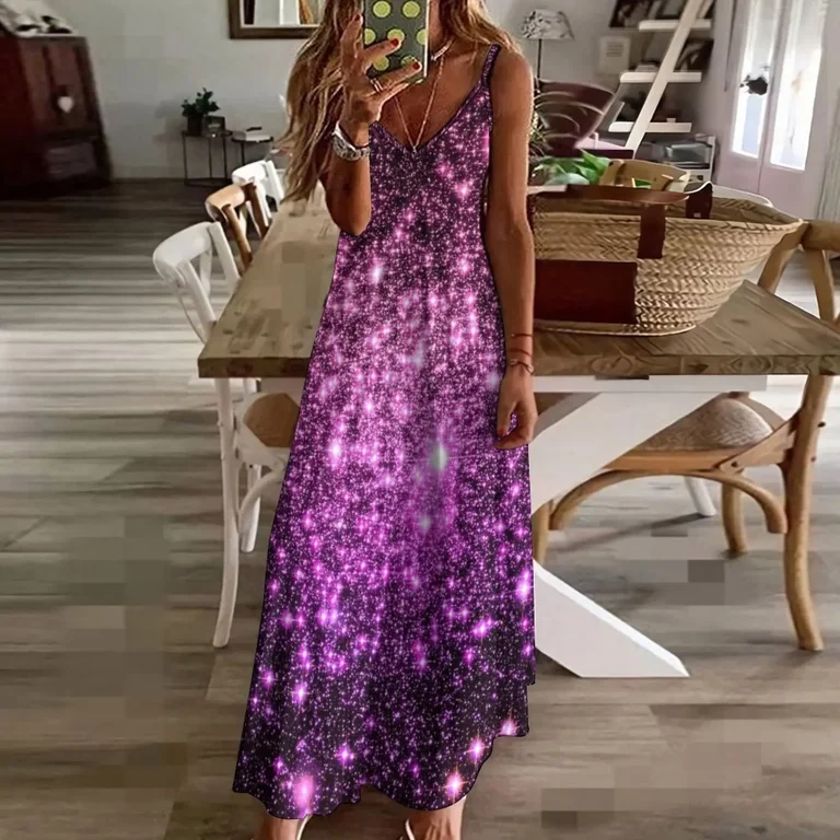 strapless open back dress Primavera 3913 V-Neck Long Sequin Prom Dress -PromGirl Purple / 16 main image 0