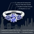 thumbnail image 2 of Gem Stone King 925 Sterling Silver Blue Tanzanite 3-Stone Ring for Women (1.96 Cttw, Oval 8X6MM, Gemstone Birthstone, Size 5), 2 of 5