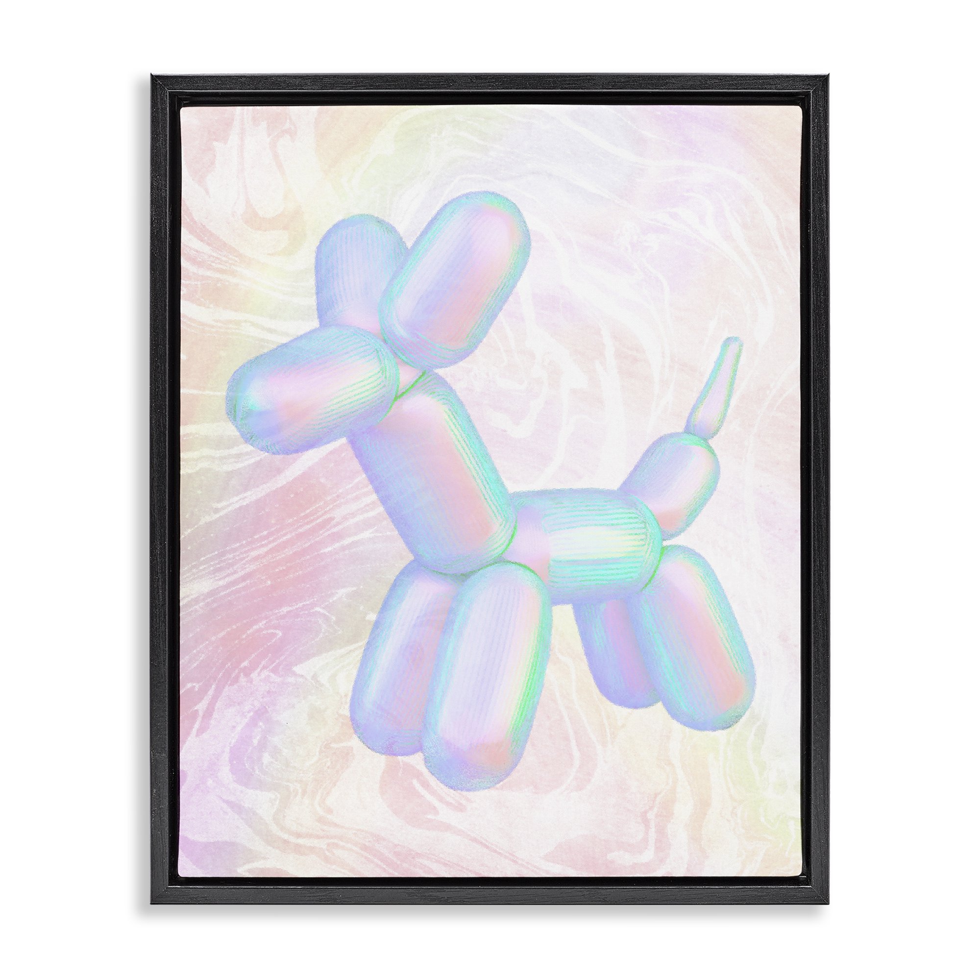 Stupell Industries Pastel Balloon Animal Abstract Painting Black Floater Framed Canvas Art Print Wall Art 25 x 31