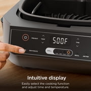 Ninja Foodi 4-Serving Electric Indoor Grill & Air Fryer, 6-in-1 Grill & Air Fryer, Roast, Bake, Broil & Dehydrate, EG201, Black