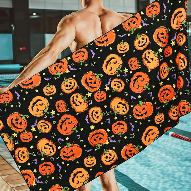 Halloween Beach Towel Oversized Funny Pumpkin Bath Towel for