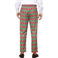thumbnail image 3 of INSPIRE CHIC Men's Pant Diamond Plaid Pattern Regular Fit Color Block Suit Trousers 30 Red Green, 3 of 6