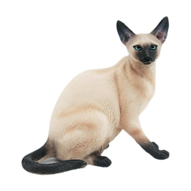 Cat Modelo Figura realista de gatito realizado Figurina en miniatura Simulación coleccionable Juguete Estatua de gato realista para el estante de boda Sentado 8x4.5x7.6cm