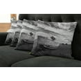 thumbnail image 5 of Ambesonne Grey Throw Pillow Cover 4 Pack, Wooden Boat on Beach Dusk, 18", Grey, 5 of 5
