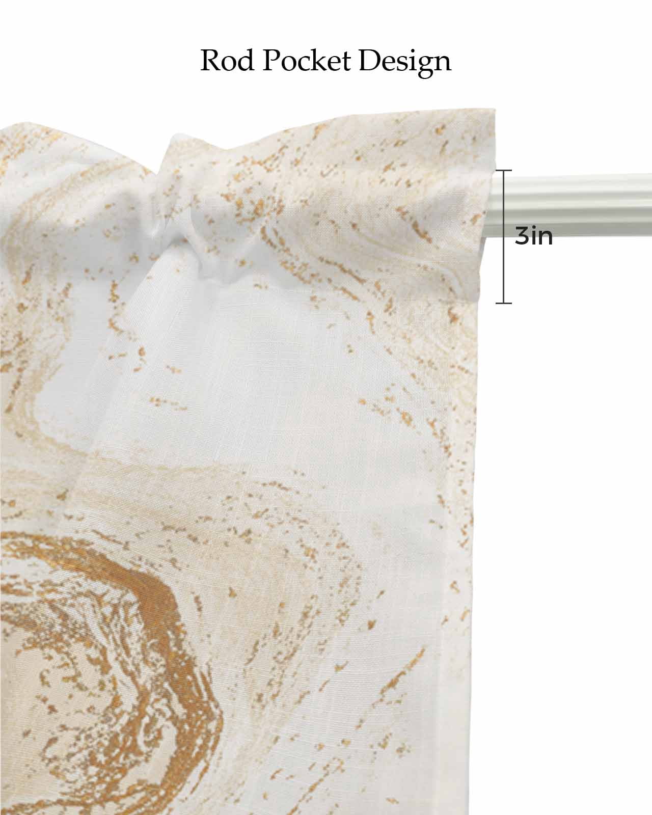 Beige Marble Kitchen Valances for Windows Farmhouse Linen Window Valance Curtain for Living Room Window Treatment Chic Neutral Minimalist Fluid Aesthetic Valance Rod Pocket Topper Drape, 60 x 18 Inch