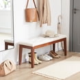 thumbnail image 3 of Milcil Upholstered Entryway Bench End of Bed Dining Bench with Wood Legs Tufted Dinning Seat Linen Cream, 3 of 5