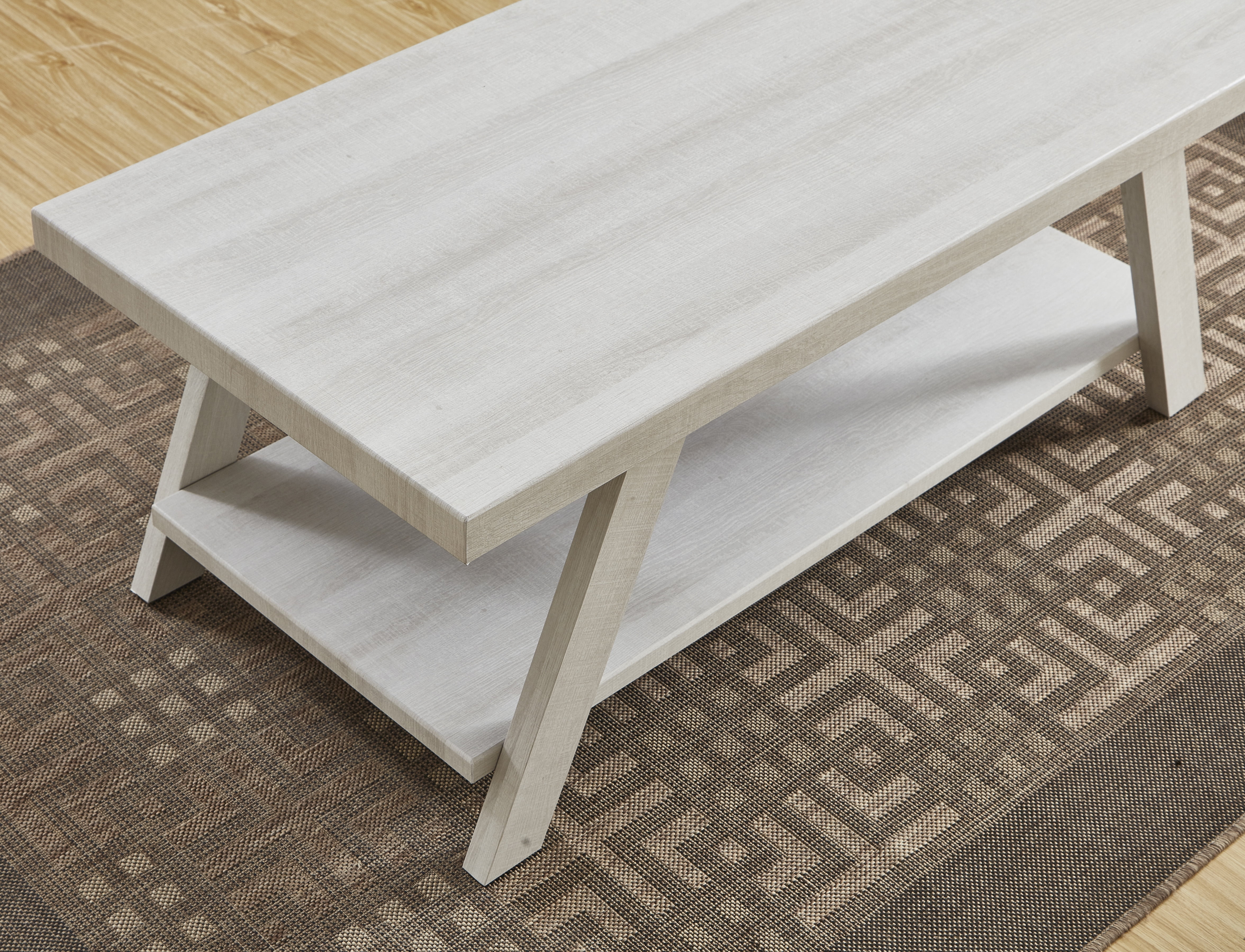 Athens 3-Piece Contemporary Wood Shelf Coffee Table Set, White
