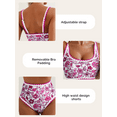 thumbnail image 5 of SHEWIN Women's Bikini Sets Floral Print Whip Stitch 2 Piece Swimsuits High Waisted Scoop Bathing Suits, 5 of 8