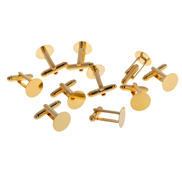 10PCS (5 Pares) Gemelos De Cobre Para Hombre Gemelos Espacios En Para Pastillas De Pegamento De 15 Mm Oro
