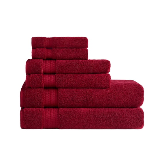 Ozdilek 6-Piece Bath Towel Set, 2 Bath, 2 Hand, 2 Wash, 100% Cotton Turkish Towels, 2 Bath Towels (30x60"/550 GSM), 2 Hand Towels (16x30"/575 GSM), 2 Washcloths (13x13"/600 GSM) (Brick Red)