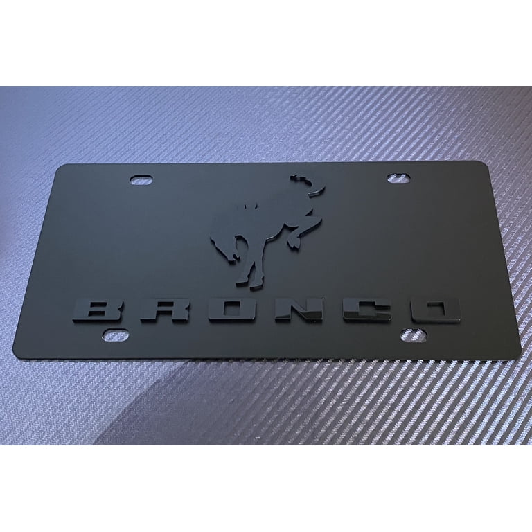 Eurosport Daytona Stealth Black Carbon Steel Vanity License Plate – 3D Subdued Logo Emblem For Jeep