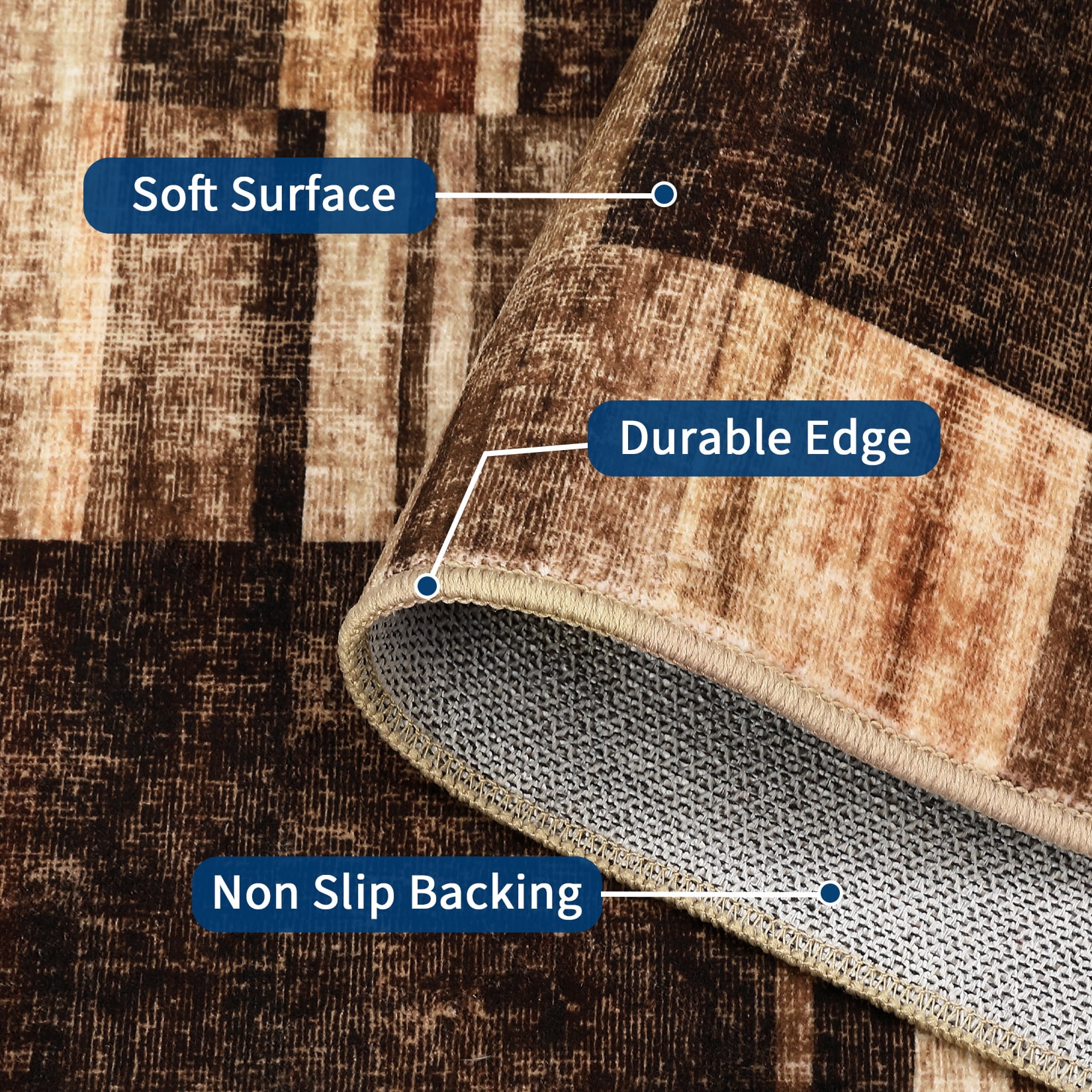 Garvee Geometric Area Rug 5x7 Modern Washable Rug for Living Room, Non-Slip Stain Resistant Indoor Carpet for Bedroom Dining Room Office, Brown