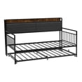 thumbnail image 4 of Twin Daybed Frame with Trundle & Charging Station, Metal Platform Bed, Twin to King, Guest Bed for Living Room, Bedroom, Easy Assembly, 4 of 8