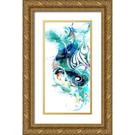 Abbas, Helen 18x32 Gold Ornate Wood Framed with Double Matting Museum Art Print Titled - Aquamarine VIII