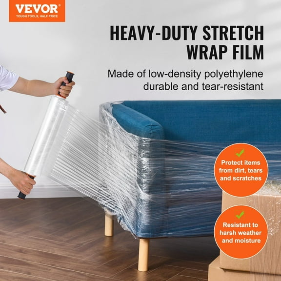Heavy Duty Stretch Film, 15 Inches x 1000 Feet, 3 Pack, 60 Gauge Clear Pallet Wrap, Industrial Grade Shrink Wrap for Secure Shipping Moving and Packing