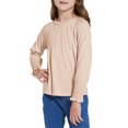 thumbnail image 6 of Items Kids Shirts Girls Tops Pleated Trim Long Sleeve Top Casual Crew Neck Pullover Tees Solid Color Blouse Shirt, 6 of 9