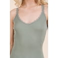 thumbnail image 3 of Ribbed V-neck Lace Trim With Strap Tank Top, 3 of 4