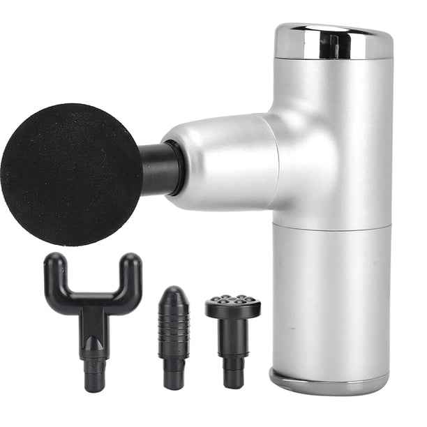 Mini pistola de masaje portátil ajustable dolor muscular fatiga revive Fitness masajeador plateado blanco