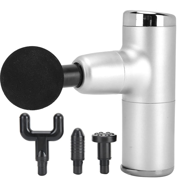 Mini pistola de masaje portátil ajustable dolor muscular fatiga revive Fitness masajeador plateado blanco