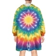thumbnail image 2 of Colorful Rainbow Tie Dye Spiral Pattern Wearable Oversized Blanket,Wearable Blanket Hoodie for Adults,Cozy Hooded Blankets with Super Pockets,Super Warm Fuzzy Pullover for Women & Men, 2 of 6