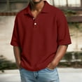 thumbnail image 2 of VBTAPA Mens Waffle Knit Polos Shirt Short Sleeve Collared T-shirt Big and Tall Casual Stylish Tops Wine XXXL, 2 of 8